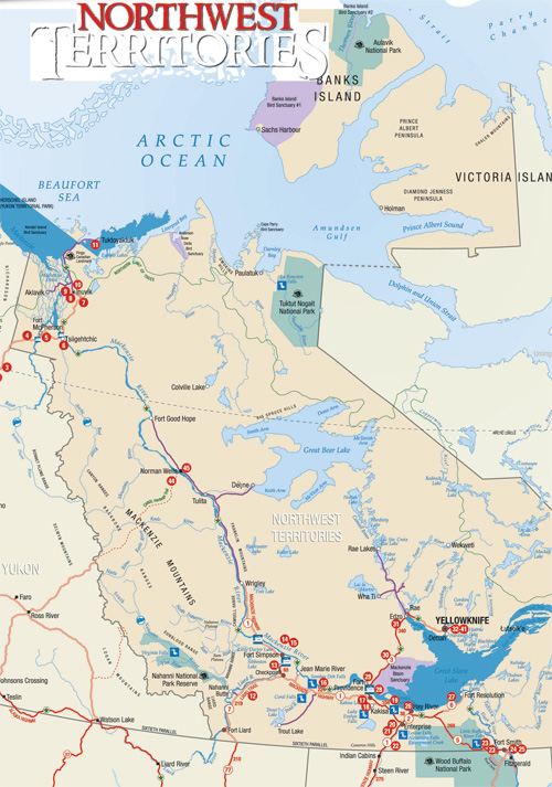 Northwest Territories Road Map Nw Territories Travel Guide